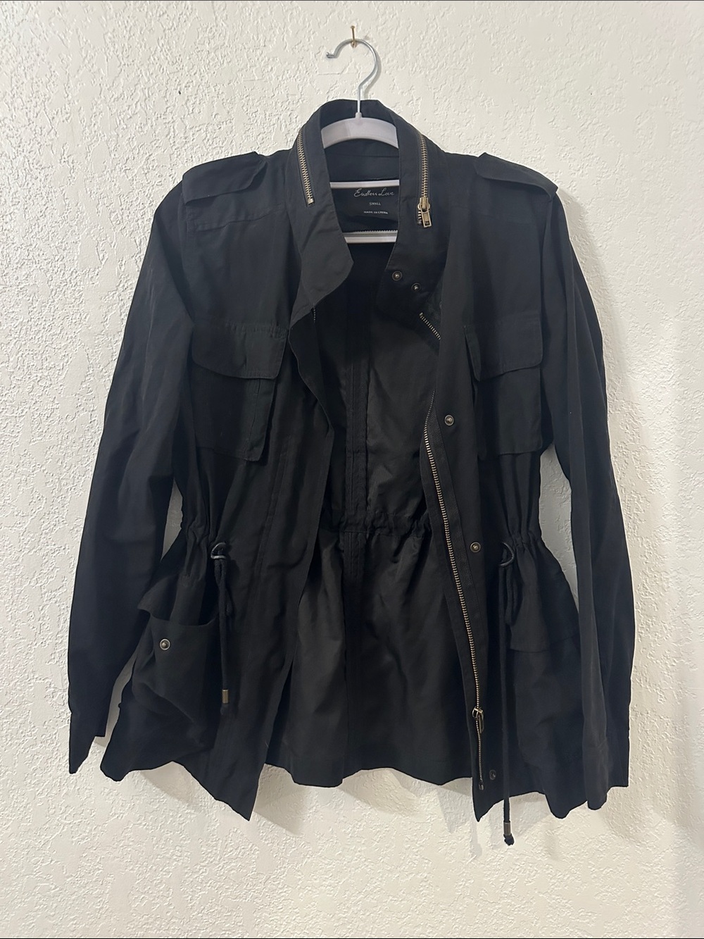 Endless Love Black Cinch-Waist Utility Jacket
